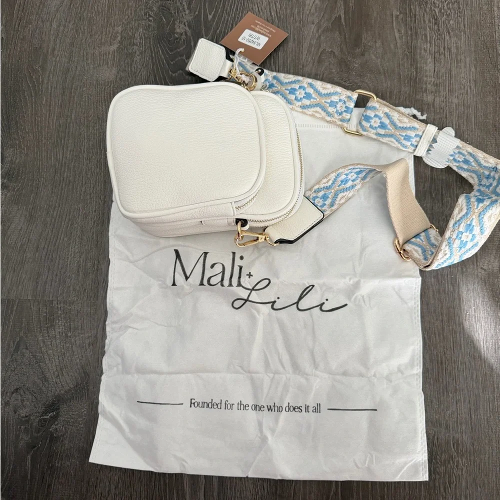 Mali & Lili Off-White Crossbody Bag with Patterned Strap